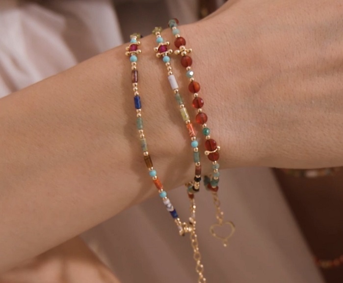 BRACCIALE MAMAN ET SOPHIE FASHION SMERALDO E CORNIOLA IN ARGENTO 925 CON SMERALDO E CORNIOLA - immagine 2