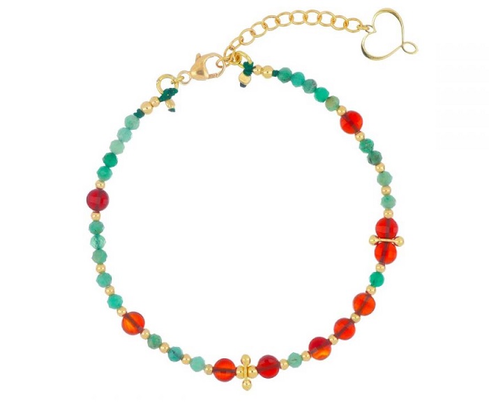 BRACCIALE MAMAN ET SOPHIE FASHION SMERALDO E CORNIOLA IN ARGENTO 925 CON SMERALDO E CORNIOLA