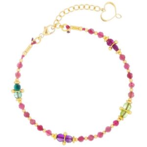 BRACCIALE MAMAN ET SOPHIE FASHION TORMALINA E ACQUAMARINA IN ARGENTO 925 CON TORMALINA ROSA E PIETRE