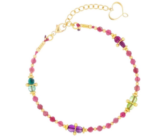 BRACCIALE MAMAN ET SOPHIE FASHION TORMALINA E ACQUAMARINA IN ARGENTO 925 CON TORMALINA ROSA E PIETRE