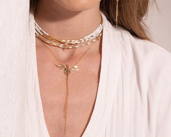 COLLANA MAMAN ET SOPHIE FASHION BIANCO IN ARGENTO 925 E AULITE BIANCA - immagine 2