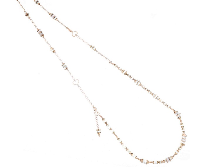 COLLANA COMPO MAMAN ET SOPHIE FASHION MADREPERLA IN ARGENTO 925, MADREPERLA E QUARZO ROSA