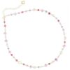 COLLANA MAMAN ET SOPHIE AVRVM NUVOLE ROSA IN ORO GIALLO CON AMETISTA VIOLA, TOPAZIO ROSA, TORMALINA ROSA, TANZANITE E PERLE BIANCHE