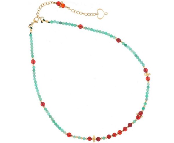 COLLANA MAMAN ET SOPHIE FASHION SMERALDO E CORNIOLA IN ARGENTO 925 CON SMERALDO E CORNIOLA