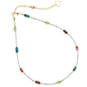 COLLANA MAMAN ET SOPHIE FASHION TORMALINA E ACQUAMARINA IN ARGENTO 925 CON ACQUAMARINA E PIETRE