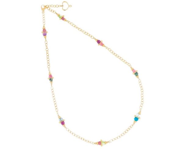 COLLANA MAMAN ET SOPHIE FASHION TORMALINA E ACQUAMARINA IN ARGENTO 925 CON CATENA E PIETRE