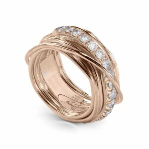 ANELLO RUBINIA FILODELLAVITA PREZIOSO COLLECTION 13 FILI IN ORO ROSA 9KT E DIAMANTI BIANCHI (ct. 0,80)