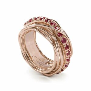 ANELLO RUBINIA FILODELLAVITA PREZIOSO COLLECTION 13 FILI IN ORO ROSA 9KT E RUBINI (ct. 0,99)