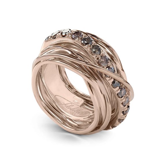 ANELLO RUBINIA FILODELLAVITA CARATO COLLECTION 13 FILI IN ORO ROSA 9KT E DIAMANTI BROWN (ct. 1,00)