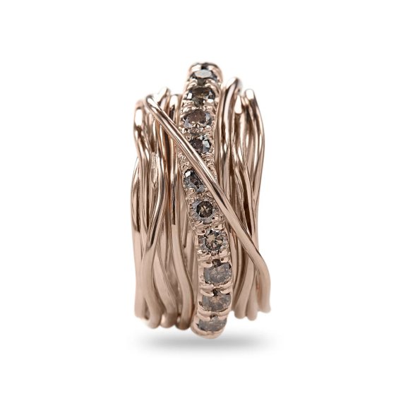 ANELLO RUBINIA FILODELLAVITA CARATO COLLECTION 13 FILI IN ORO ROSA 9KT E DIAMANTI BROWN (ct. 1,00) - immagine 2