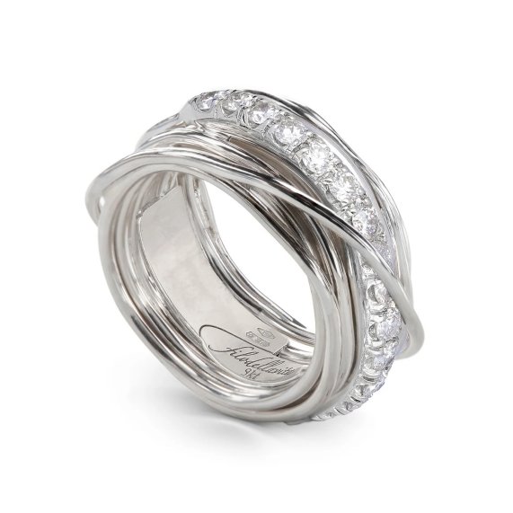 ANELLO RUBINIA FILODELLAVITA PREZIOSO COLLECTION 13 FILI IN ARGENTO 925 E DIAMANTI BIANCHI (ct. 0,80)