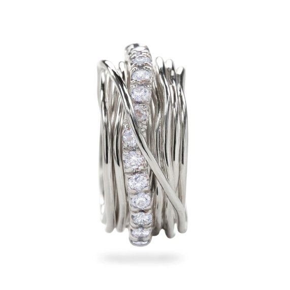 ANELLO RUBINIA FILODELLAVITA PREZIOSO COLLECTION 13 FILI IN ARGENTO 925 E DIAMANTI BIANCHI (ct. 0,80) - immagine 2