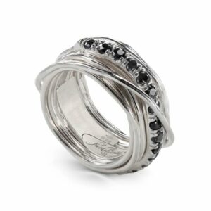 ANELLO RUBINIA FILODELLAVITA PREZIOSO COLLECTION 13 FILI IN ARGENTO 925 E DIAMANTI BLACK (ct. 0,80)