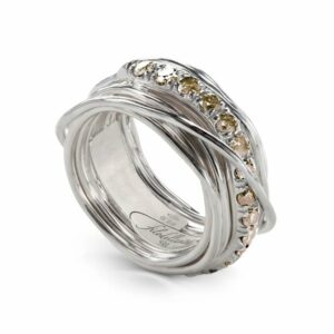 ANELLO RUBINIA FILODELLAVITA PREZIOSO COLLECTION 13 FILI IN ARGENTO 925 E DIAMANTI BROWN (ct. 0,80)