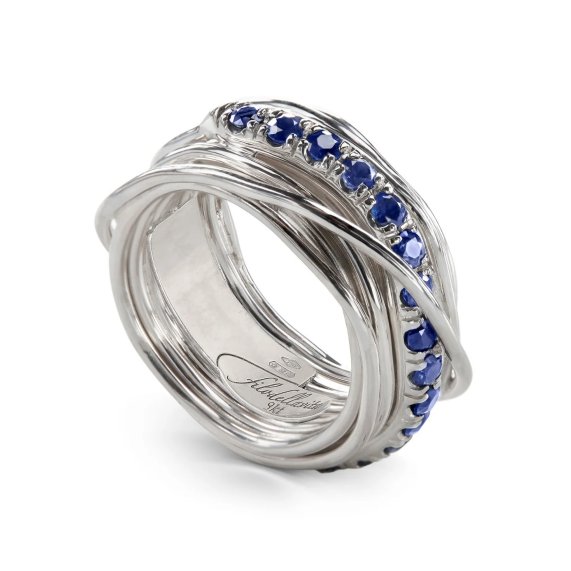 ANELLO RUBINIA FILODELLAVITA PREZIOSO COLLECTION 13 FILI IN ARGENTO 925 E ZAFFIRI BLU (ct. 0,99)