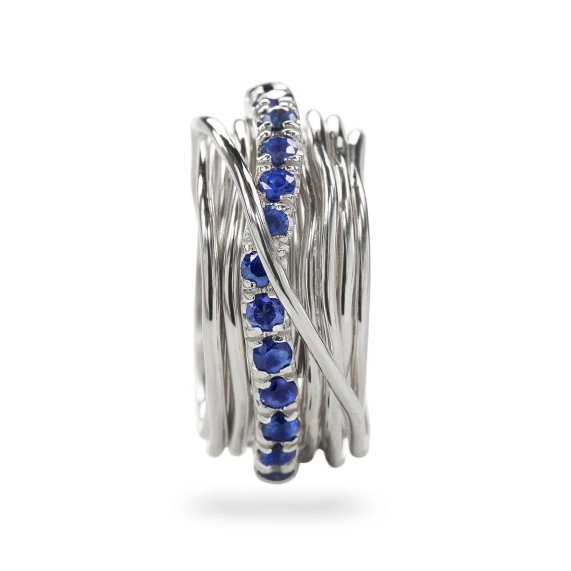 ANELLO RUBINIA FILODELLAVITA PREZIOSO COLLECTION 13 FILI IN ARGENTO 925 E ZAFFIRI BLU (ct. 0,99) - immagine 2