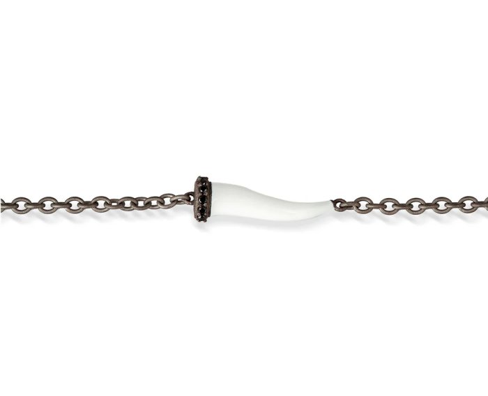 BRACCIALE DA UOMO MANO JEWELS LUCKY HORN COLLECTION IN TITANIO, SMALTO BIANCO E DIAMANTI BLACK (ct. 0,05) - immagine 2