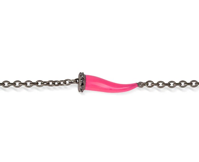 BRACCIALE DA UOMO MANO JEWELS LUCKY HORN COLLECTION IN TITANIO, SMALTO FUCSIA E DIAMANTI BLACK (ct. 0,05) - immagine 2