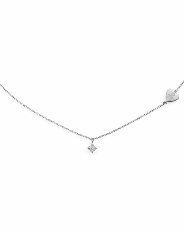COLLANA LE BEBE’ PER SEMPRE IN ORO BIANCO CON DIAMANTE (ct. 0,07) CON SAGOMA BIMBO INCISA