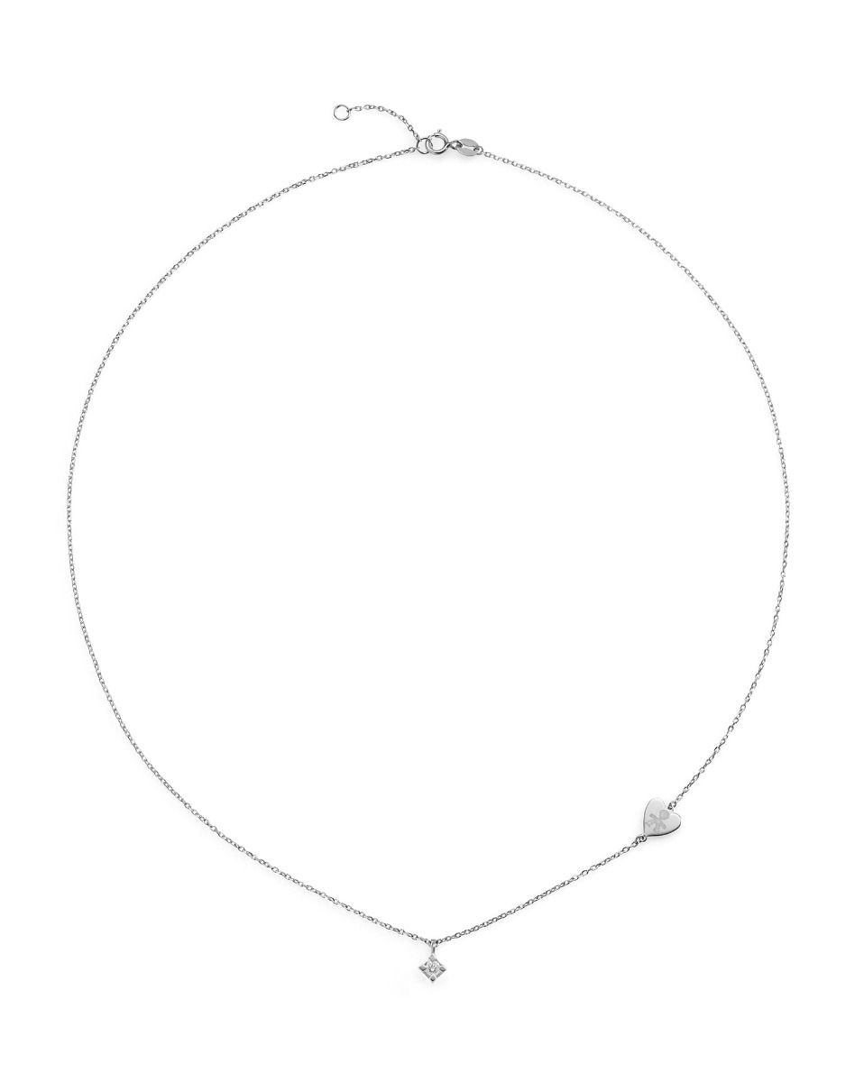 COLLANA LE BEBE’ PER SEMPRE IN ORO BIANCO CON DIAMANTE (ct. 0,07) CON SAGOMA BIMBO INCISA - immagine 3