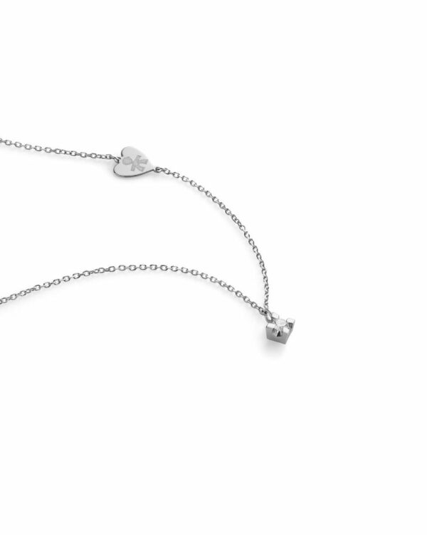 COLLANA LE BEBE’ PER SEMPRE IN ORO BIANCO CON DIAMANTE (ct. 0,07) CON SAGOMA BIMBO INCISA - immagine 2