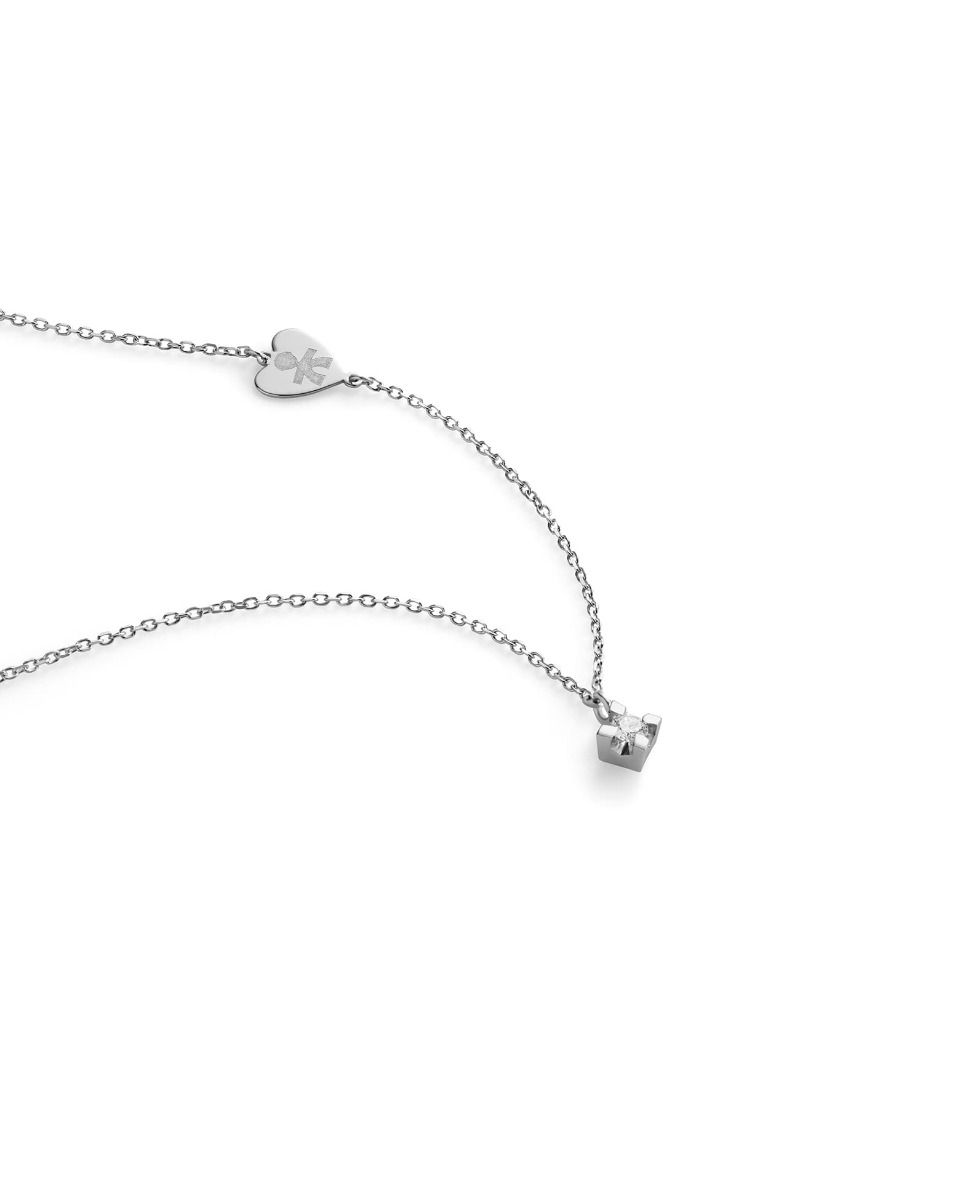 COLLANA LE BEBE’ PER SEMPRE IN ORO BIANCO CON DIAMANTE (ct. 0,07) CON SAGOMA BIMBO INCISA - immagine 2