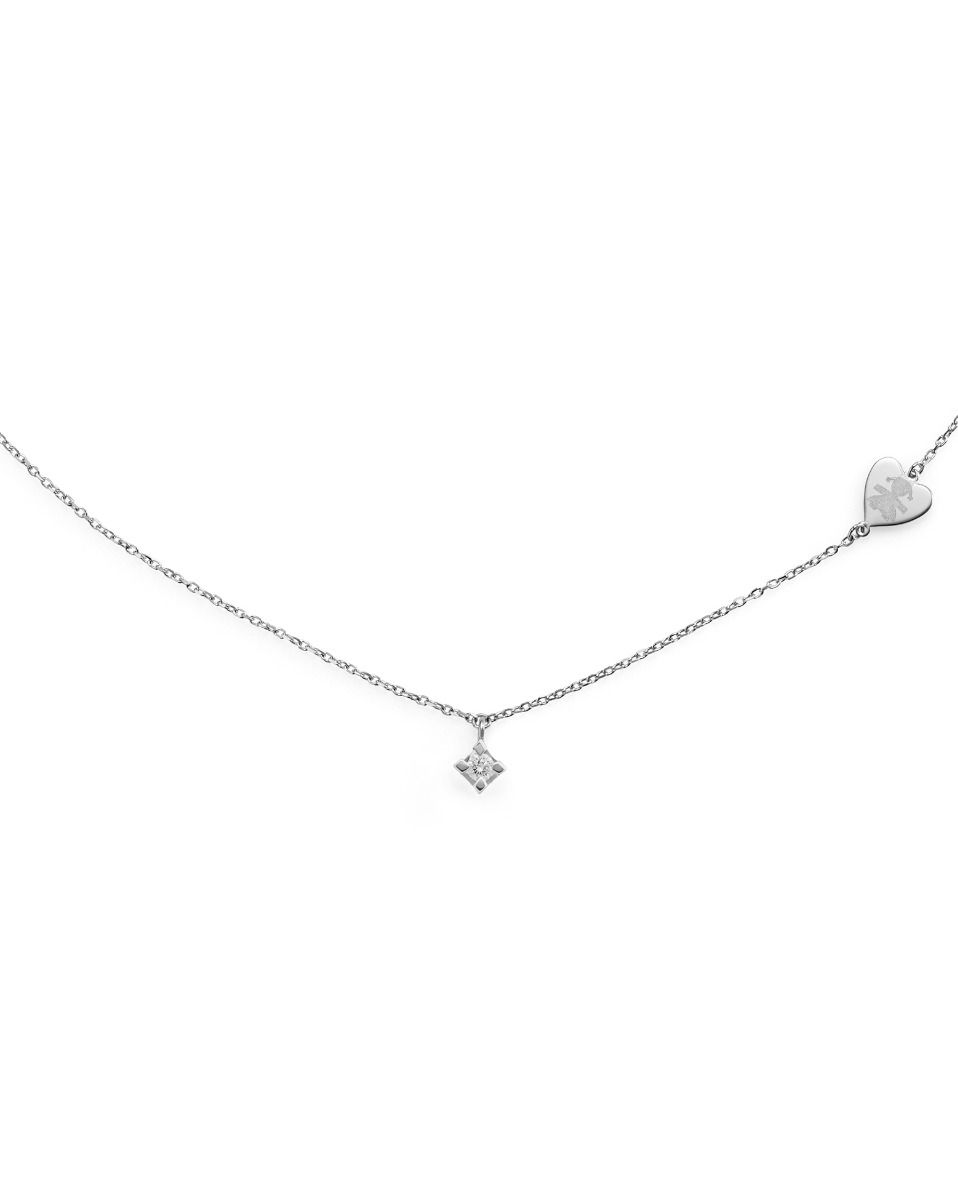 COLLANA LE BEBE’ PER SEMPRE IN ORO BIANCO CON DIAMANTE (ct. 0,07) CON SAGOMA BIMBA INCISA
