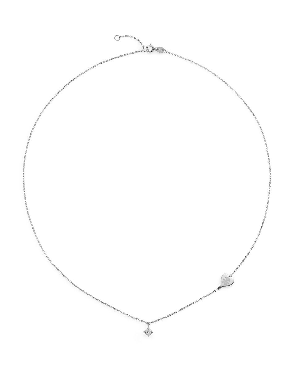COLLANA LE BEBE’ PER SEMPRE IN ORO BIANCO CON DIAMANTE (ct. 0,07) CON SAGOMA BIMBA INCISA - immagine 3