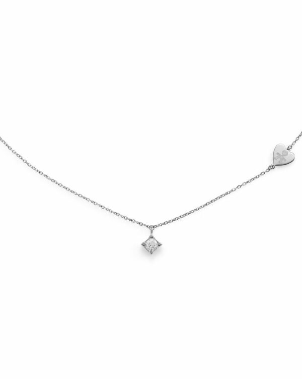 COLLANA LE BEBE’ PER SEMPRE IN ORO BIANCO CON DIAMANTE (ct. 0,15) CON SAGOMA BIMBO INCISA