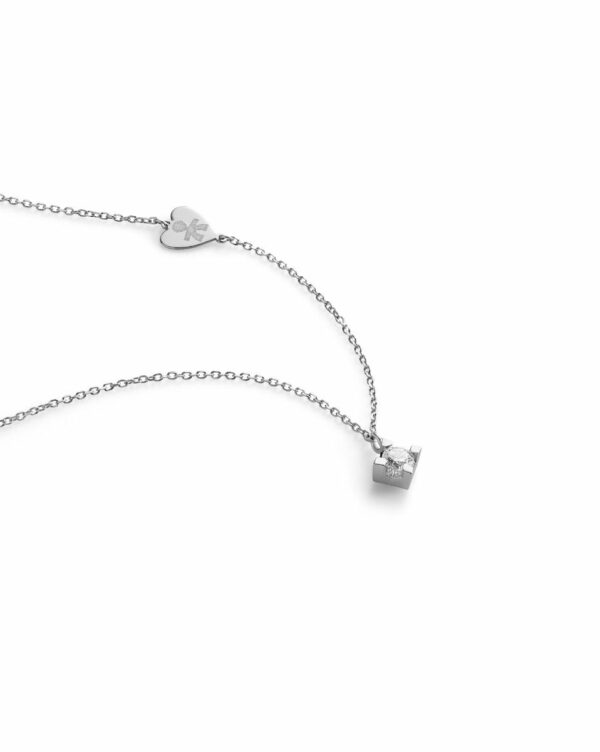 COLLANA LE BEBE’ PER SEMPRE IN ORO BIANCO CON DIAMANTE (ct. 0,15) CON SAGOMA BIMBO INCISA - immagine 2