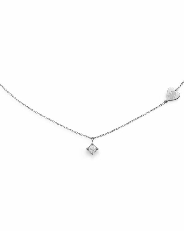COLLANA LE BEBE’ PER SEMPRE IN ORO BIANCO CON DIAMANTE (ct. 0,15) CON SAGOMA BIMBA INCISA