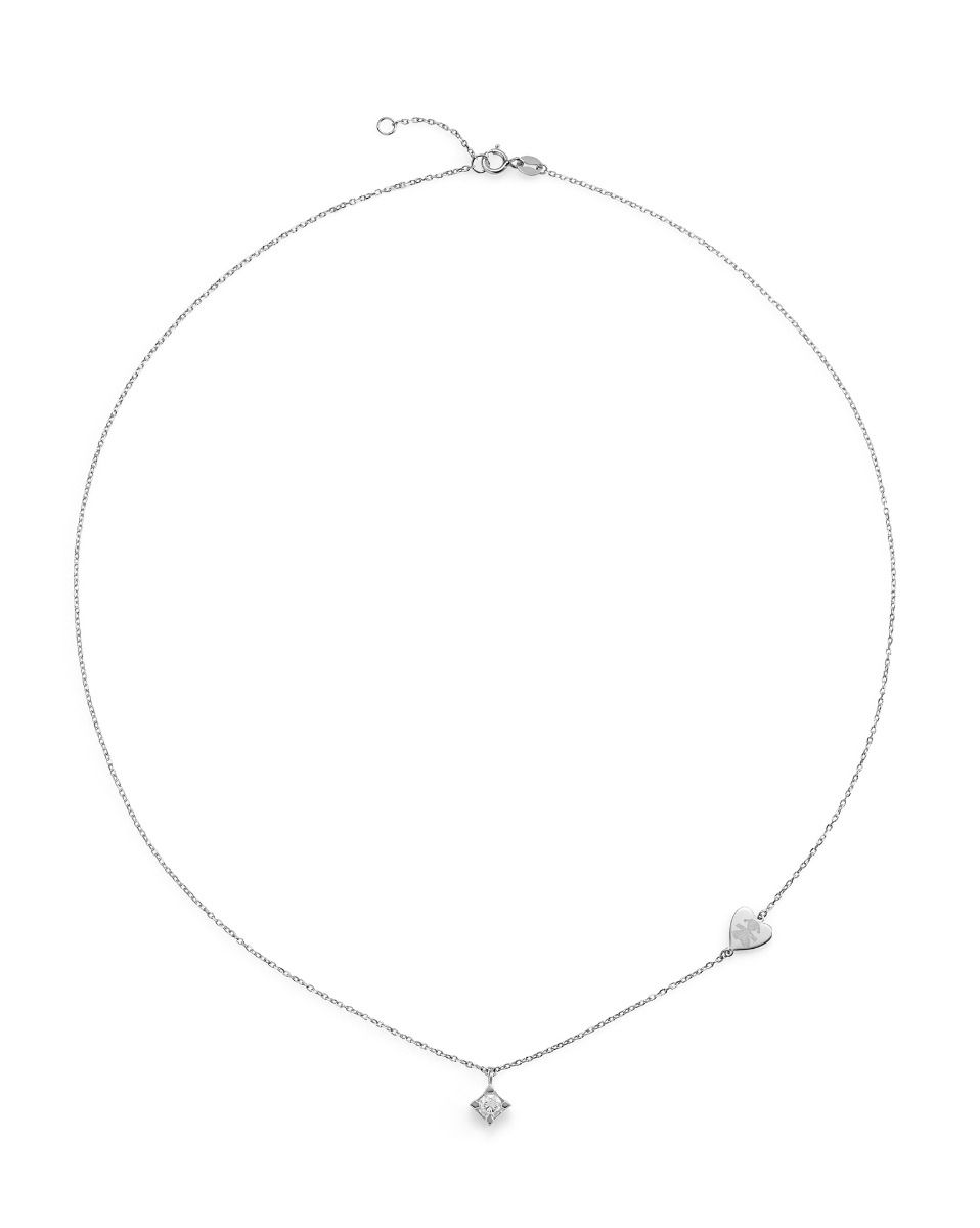 COLLANA LE BEBE’ PER SEMPRE IN ORO BIANCO CON DIAMANTE (ct. 0,15) CON SAGOMA BIMBA INCISA - immagine 3