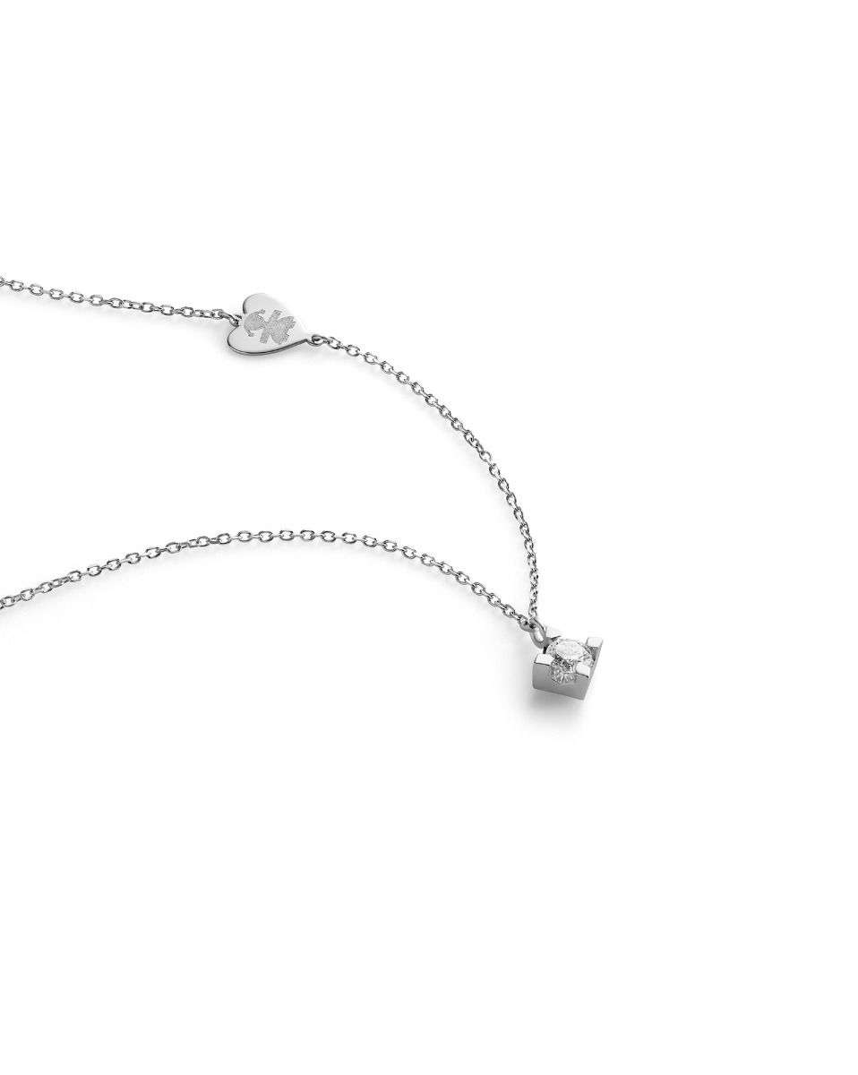 COLLANA LE BEBE’ PER SEMPRE IN ORO BIANCO CON DIAMANTE (ct. 0,15) CON SAGOMA BIMBA INCISA - immagine 2