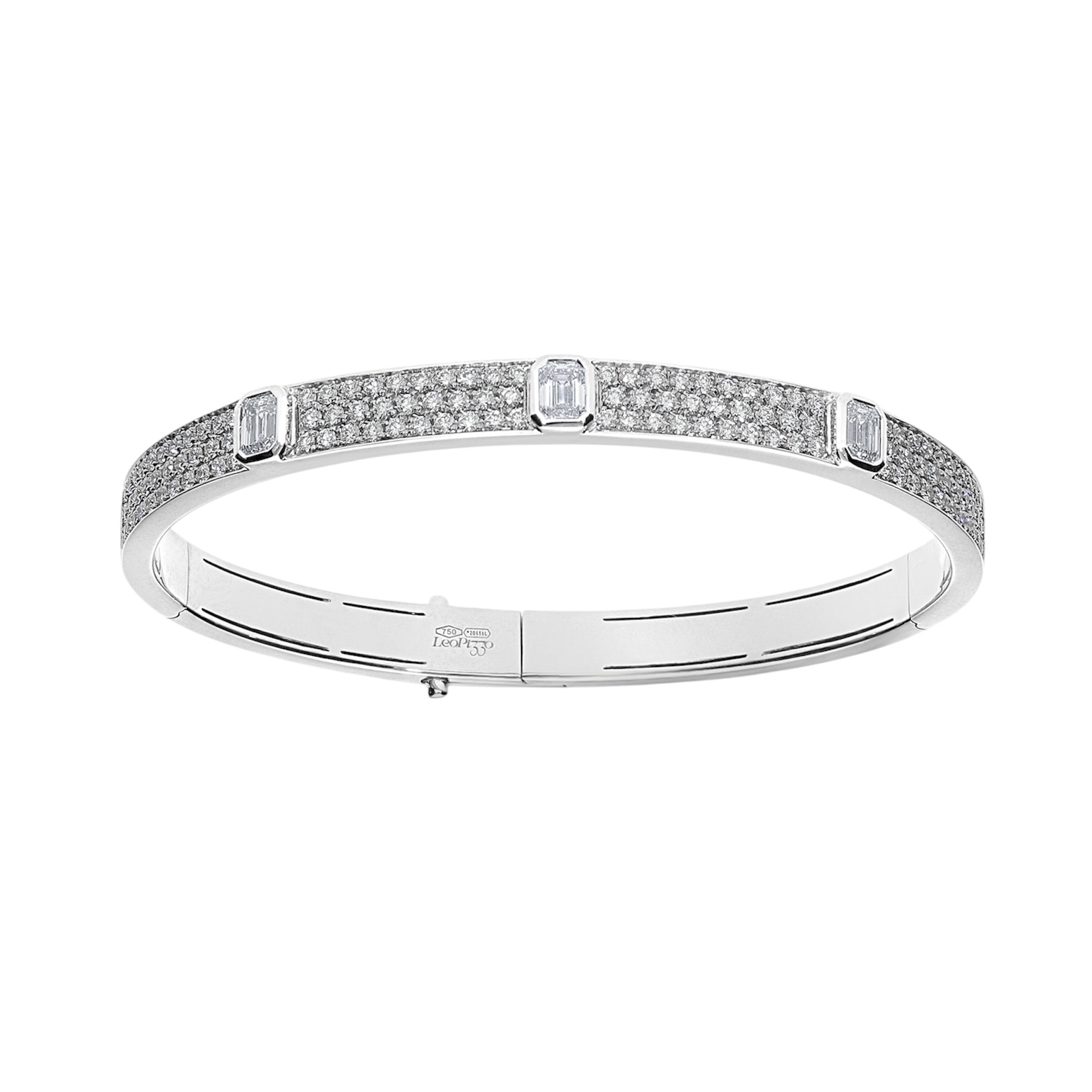 BRACCIALE LEO PIZZO POLO COLLECTION IN ORO BIANCO CON DIAMANTI TAGLIO SMERALDO E BRILLANTE