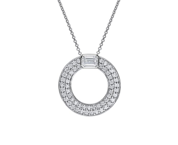 COLLANA LEO PIZZO POLO COLLECTION IN ORO BIANCO CON DIAMANTI TAGLIO SMERALDO E BRILLANTE