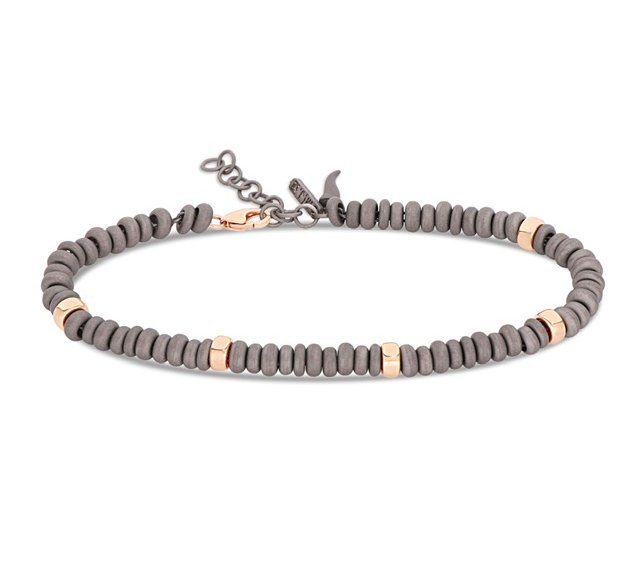 BRACCIALE DA UOMO MANO JEWELS ANELLINI COLLECTION IN TITANIO E ORO ROSA 9 KT