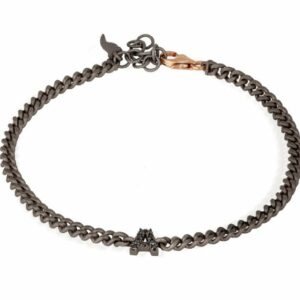 BRACCIALE DA UOMO MANO JEWELS GROUMETTE LETTERE COLLECTION IN TITANIO, ORO ROSA 9 KT E DIAMANTI BLACK ( ct. 0,10 )