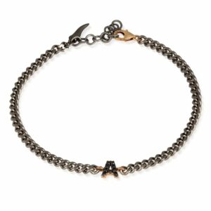 BRACCIALE DA UOMO MANO JEWELS GROUMETTE LETTERE COLLECTION IN TITANIO, ORO ROSA 9 KT E DIAMANTI BLACK ( ct. 0,10 )