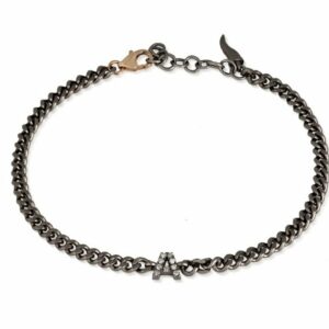 BRACCIALE DA UOMO MANO JEWELS GROUMETTE LETTERE COLLECTION IN TITANIO, ORO ROSA 9 KT E DIAMANTI WHITE ( ct. 0,09 )