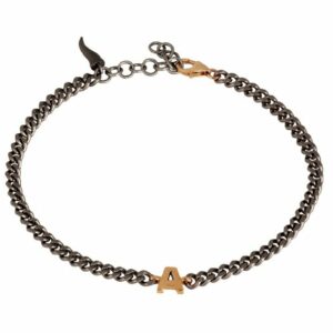 BRACCIALE DA UOMO MANO JEWELS GROUMETTE LETTERE COLLECTION IN TITANIO E ORO ROSA 9 KT