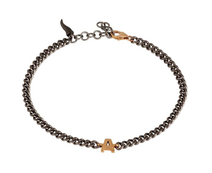 BRACCIALE DA UOMO MANO JEWELS GROUMETTE LETTERE COLLECTION IN TITANIO E ORO ROSA 9 KT