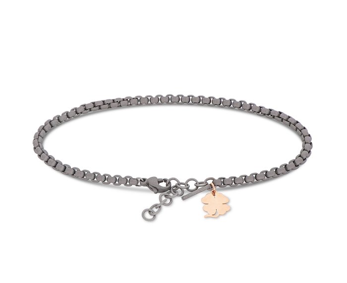 BRACCIALE DA UOMO MANO JEWELS SCOOBY DOO COLLECTION IN TITANIO CON QUADRIFOGLIO IN ORO ROSA 9 KT