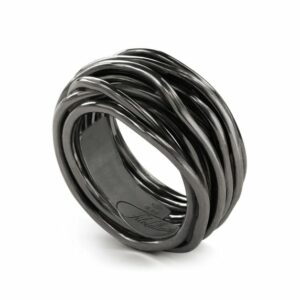 ANELLO RUBINIA FILODELLAVITA ROCK COLLECTION 13 FILI IN ARGENTO 925 BRUNITO
