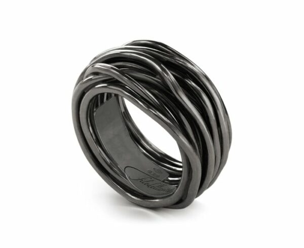 ANELLO RUBINIA FILODELLAVITA ROCK COLLECTION 13 FILI IN ARGENTO 925 BRUNITO