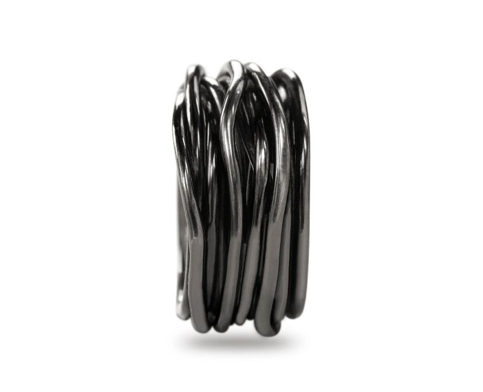 ANELLO RUBINIA FILODELLAVITA ROCK COLLECTION 13 FILI IN ARGENTO 925 BRUNITO - immagine 2