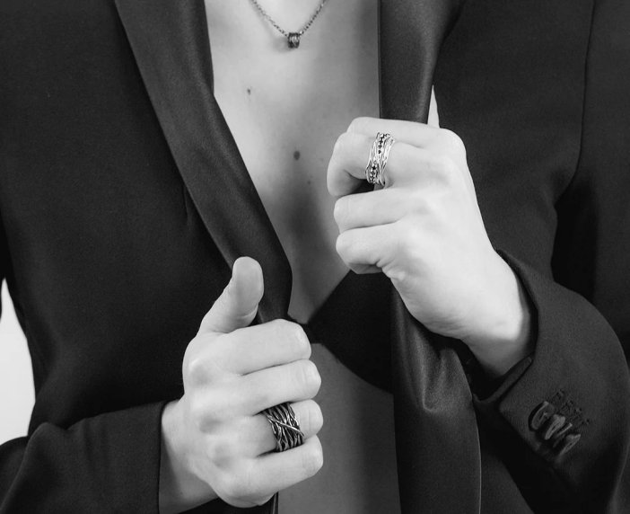 ANELLO RUBINIA FILODELLAVITA ROCK COLLECTION 13 FILI IN ARGENTO 925 BRUNITO - immagine 3