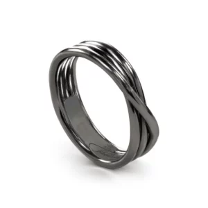ANELLO RUBINIA FILODELLAVITA ROCK COLLECTION 3 FILI IN ARGENTO 925 BRUNITO