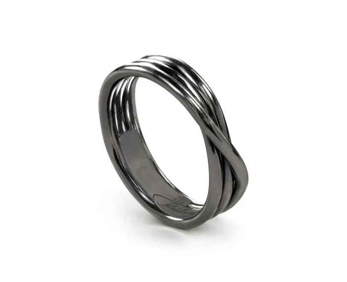 ANELLO RUBINIA FILODELLAVITA ROCK COLLECTION 3 FILI IN ARGENTO 925 BRUNITO