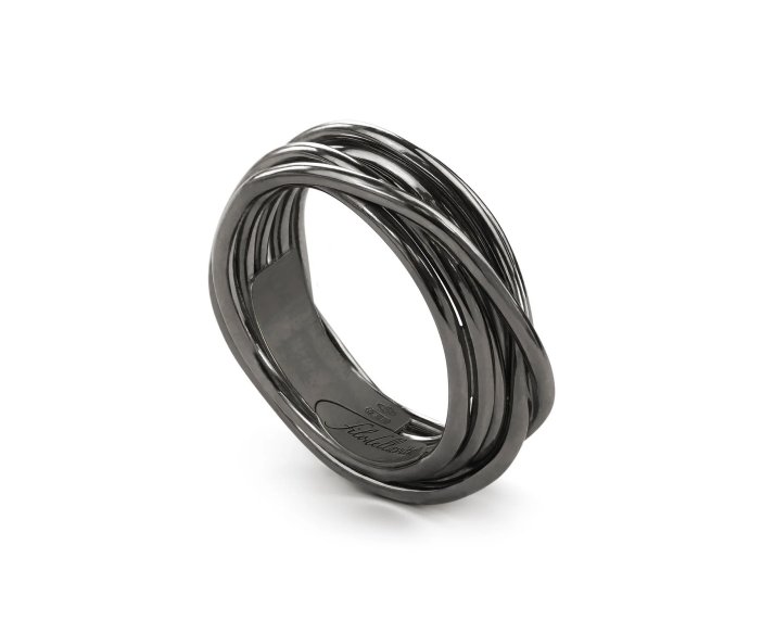 ANELLO RUBINIA FILODELLAVITA ROCK COLLECTION 7 FILI IN ARGENTO 925 BRUNITO