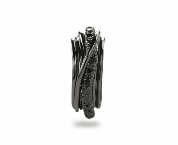 ANELLO RUBINIA FILODELLAVITA ROCK COLLECTION 7 FILI IN ARGENTO 925 BRUNITO E DIAMANTI BLACK (ct. 0,80) - immagine 2